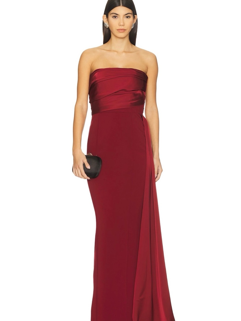 NBD Strapless Burgundy Evening Gown